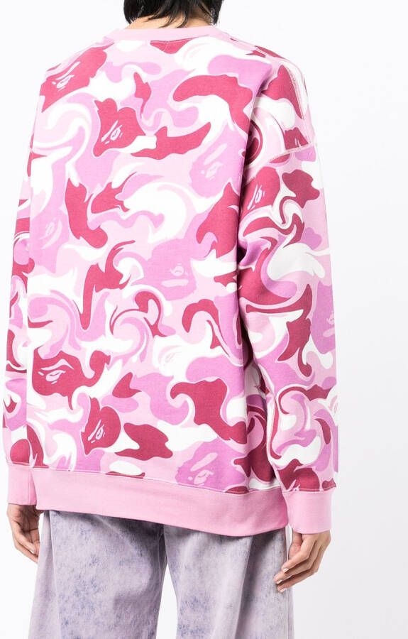 A BATHING APE Sweater met camouflageprint Roze