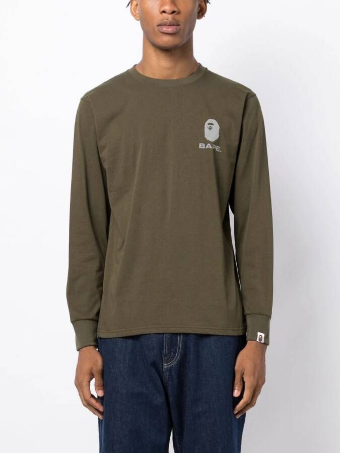 A BATHING APE Sweater met logoprint Groen