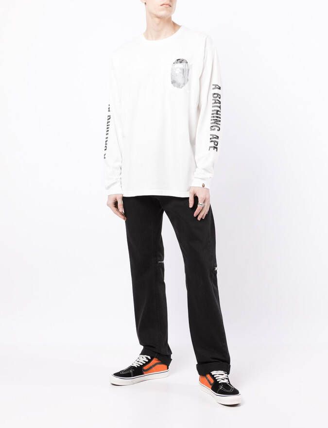 A BATHING APE T-shirt met opgestikte zak Wit