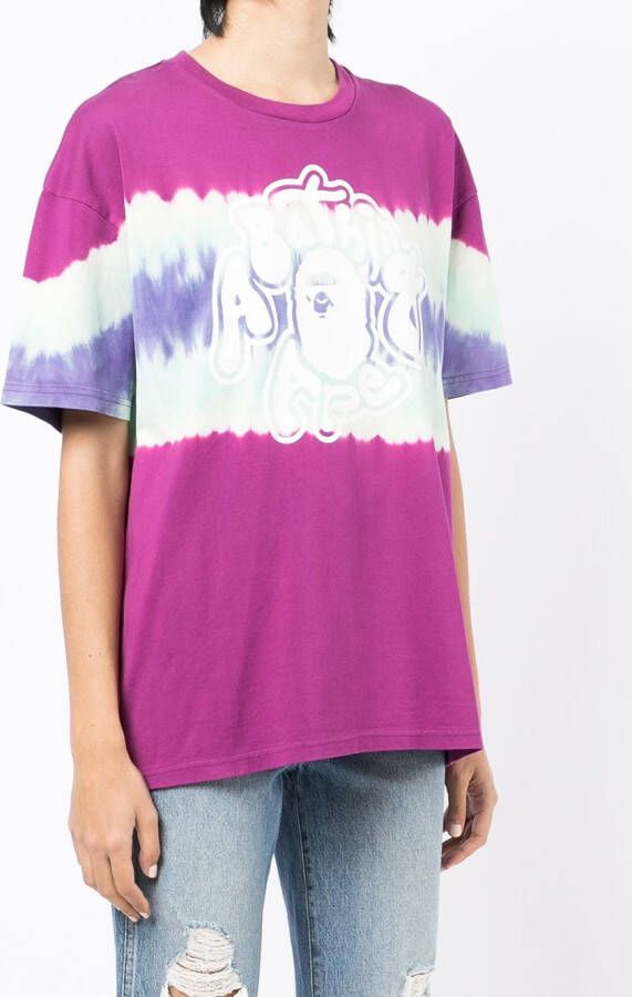 A BATHING APE T-shirt met tie-dye print Paars