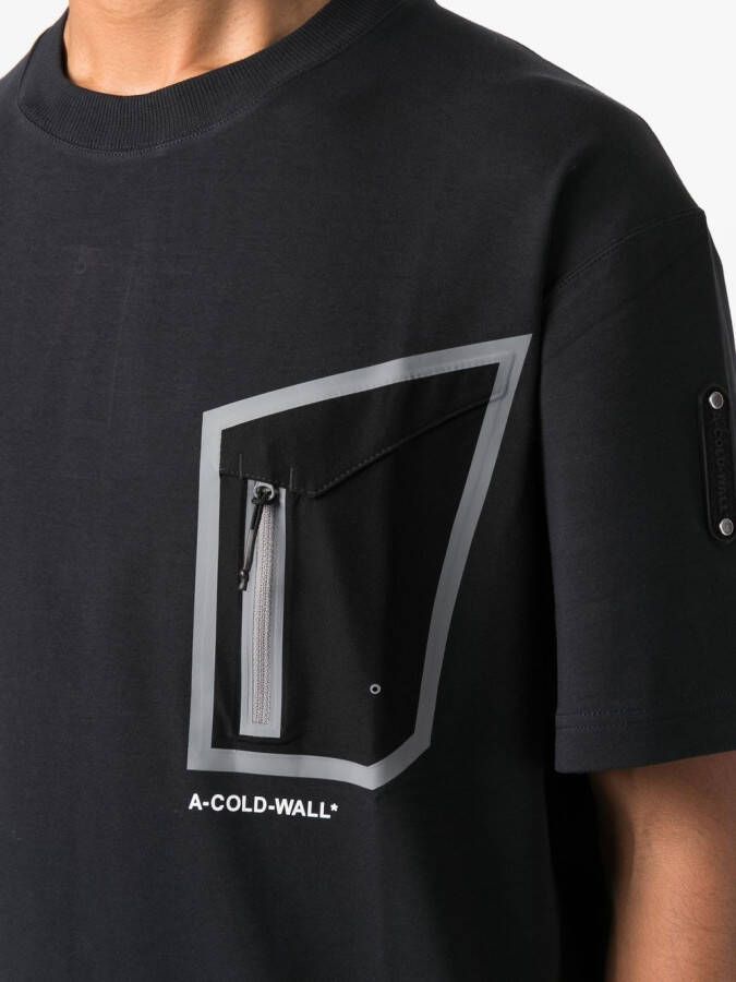 A-COLD-WALL* T-shirt met asymmetrische zak Zwart