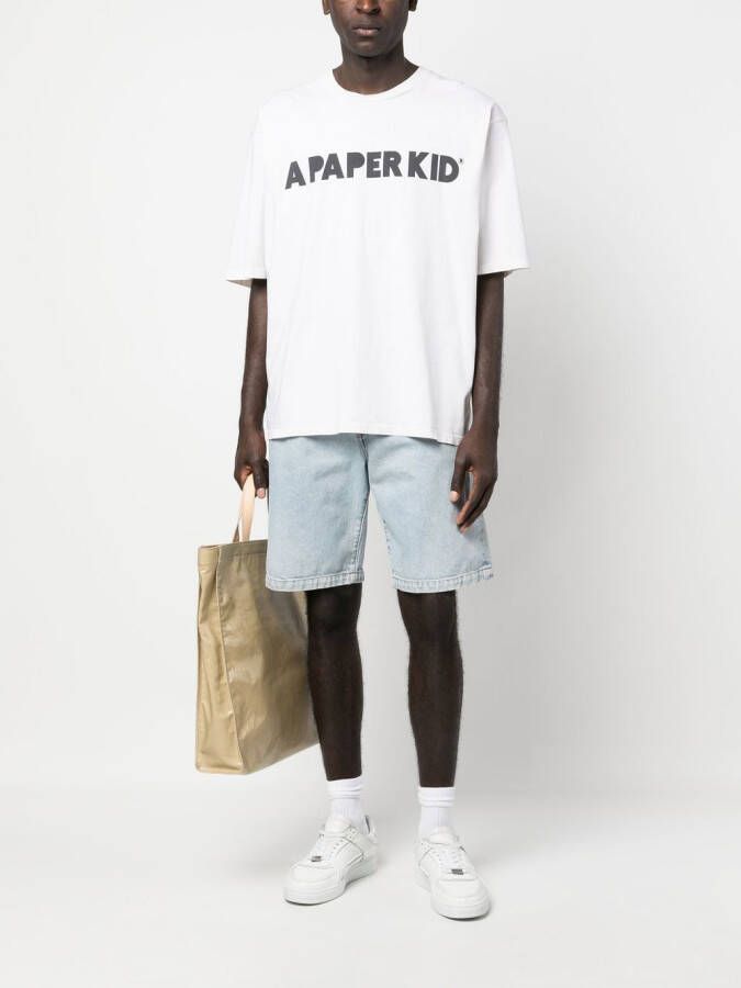 A Paper Kid T-shirt met logoprint Beige