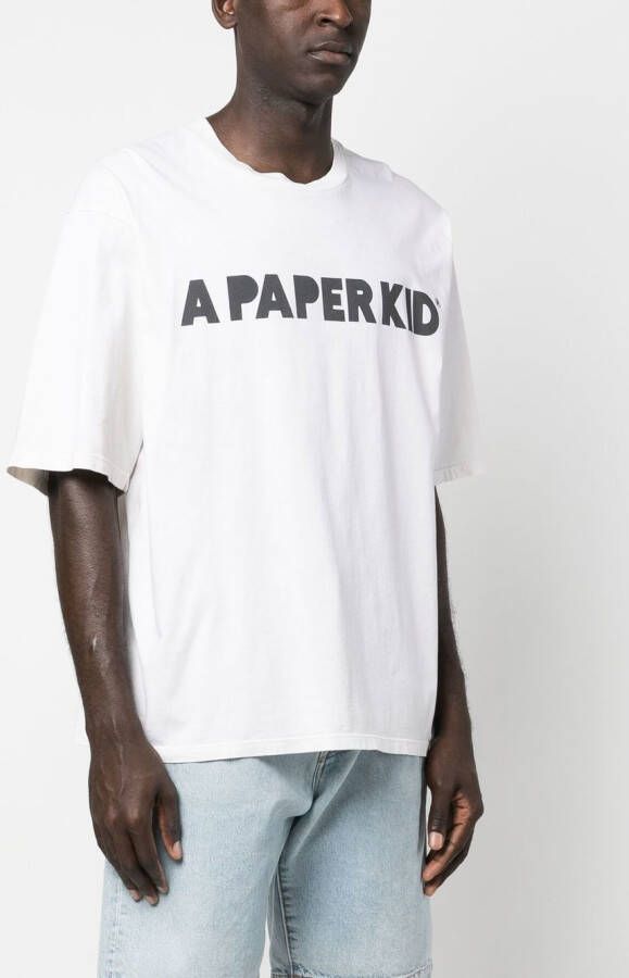 A Paper Kid T-shirt met logoprint Beige