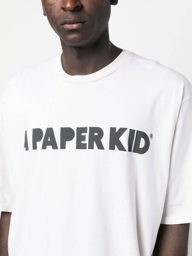 A Paper Kid T-shirt met logoprint Beige