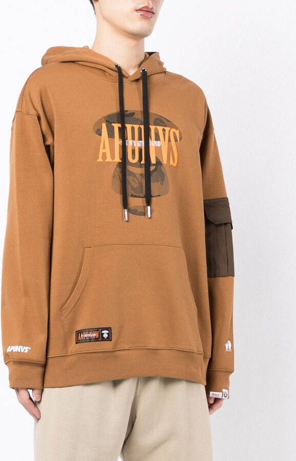 AAPE BY *A BATHING APE Hoodie met logoprint Bruin