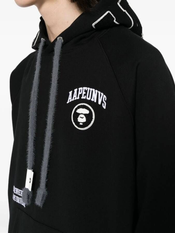 AAPE BY *A BATHING APE logo-appliqué jersey hoodie Zwart