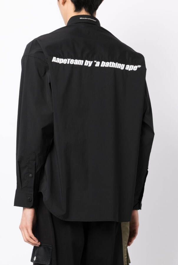 AAPE BY *A BATHING APE Overhemd met logoprint Zwart