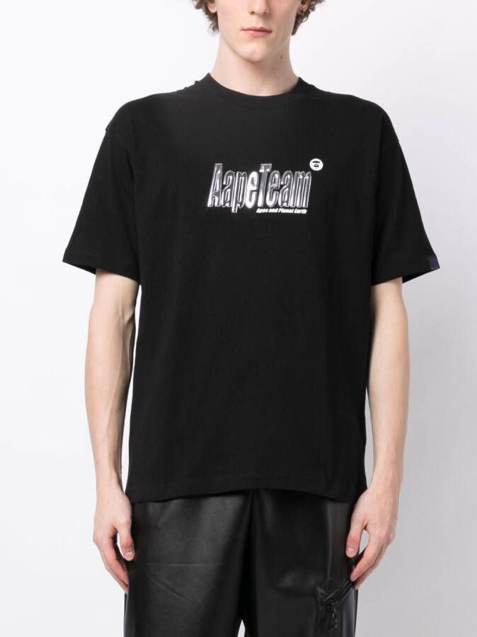 AAPE BY *A BATHING APE T-shirt met metallic-effect Zwart