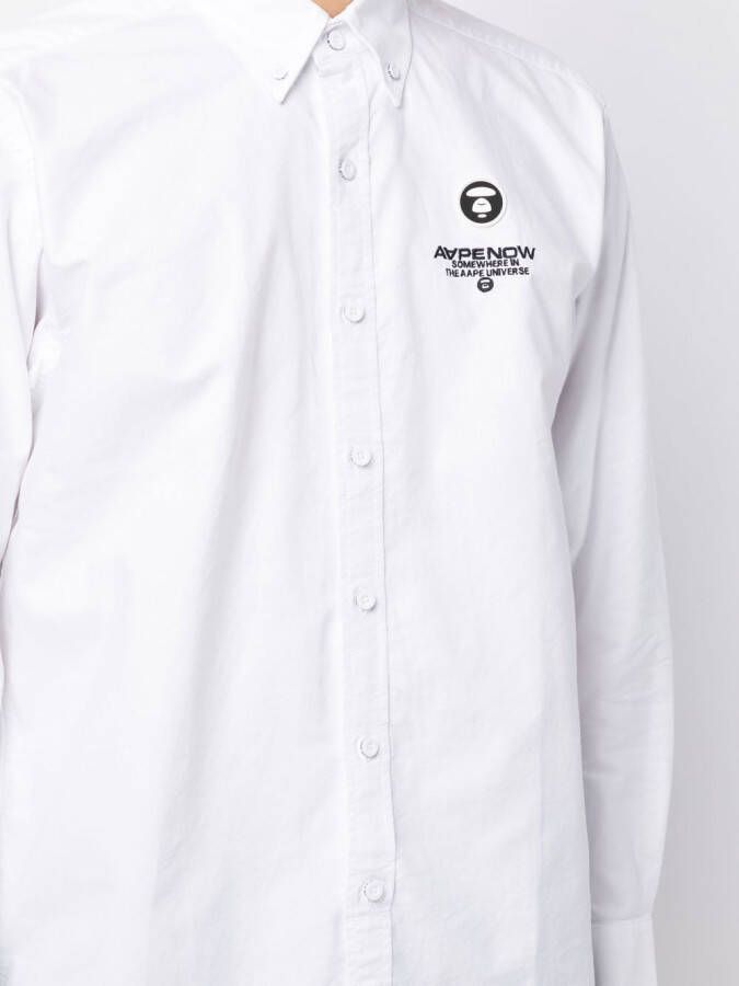 AAPE BY *A BATHING APE Overhemd met geborduurd logo Wit