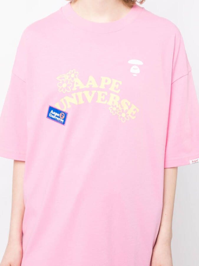 AAPE BY *A BATHING APE T-shirt met logoprint Roze