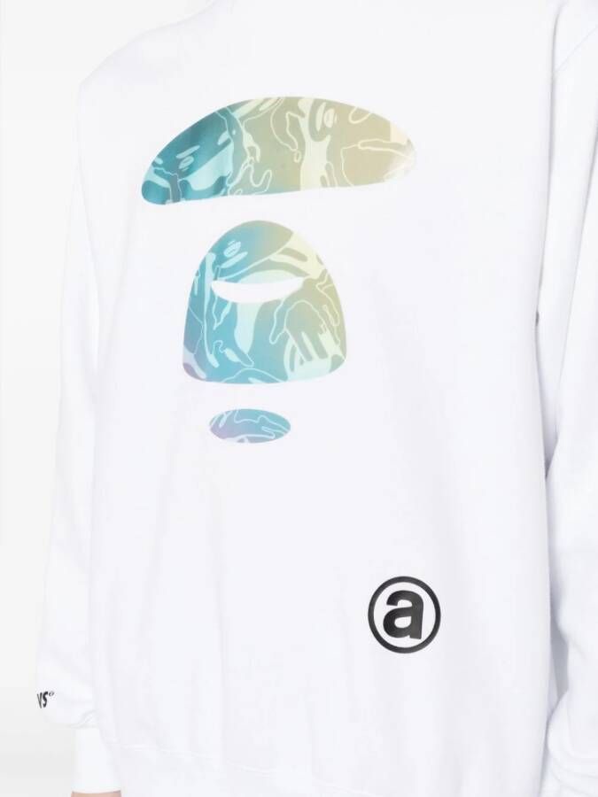 AAPE BY *A BATHING APE Sweater met logoprint en ronde hals Wit