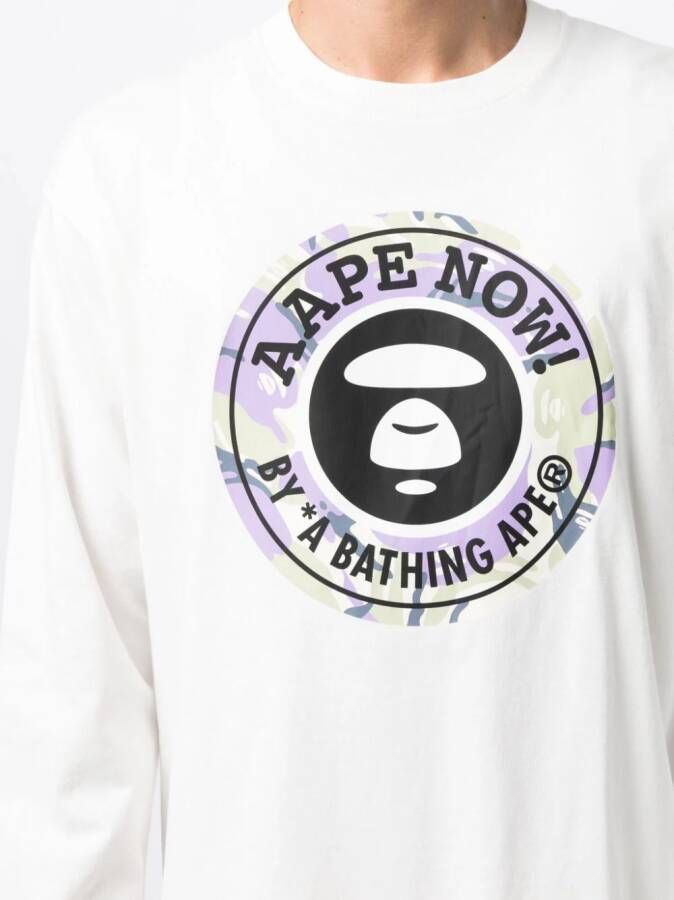 AAPE BY *A BATHING APE T-shirt met logoprint Wit