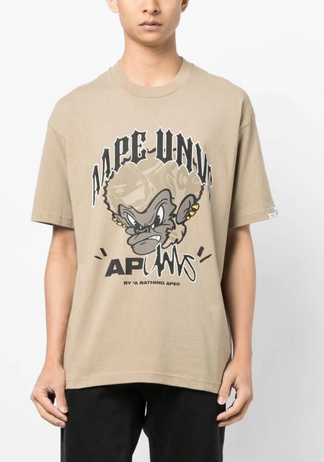 AAPE BY *A BATHING APE T-shirt met print Bruin