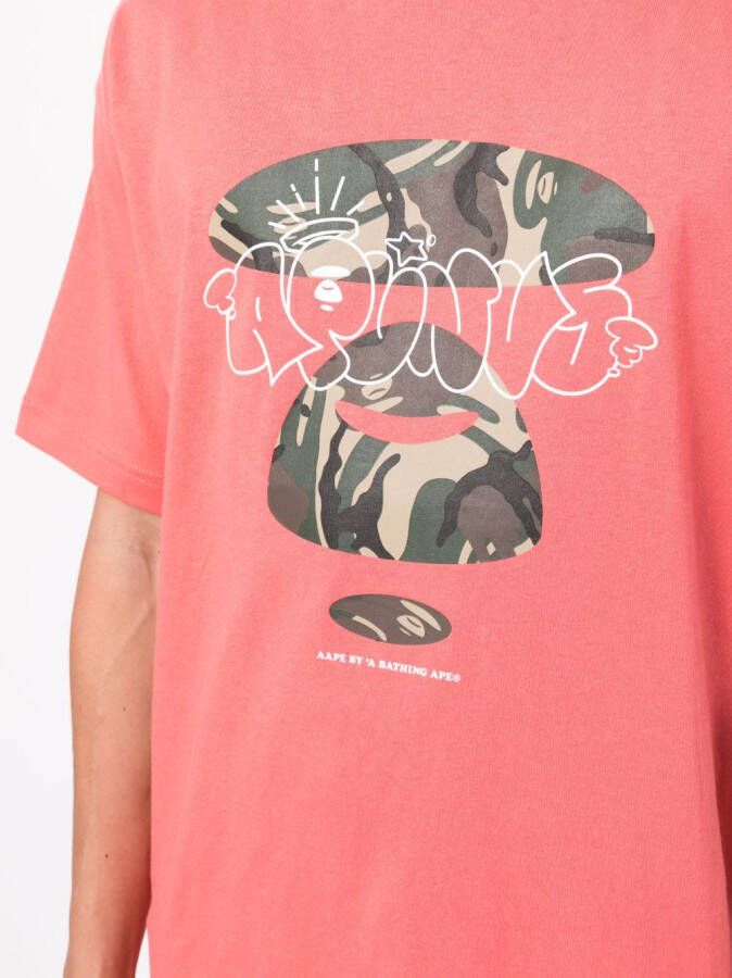 AAPE BY *A BATHING APE T-shirt met print Roze