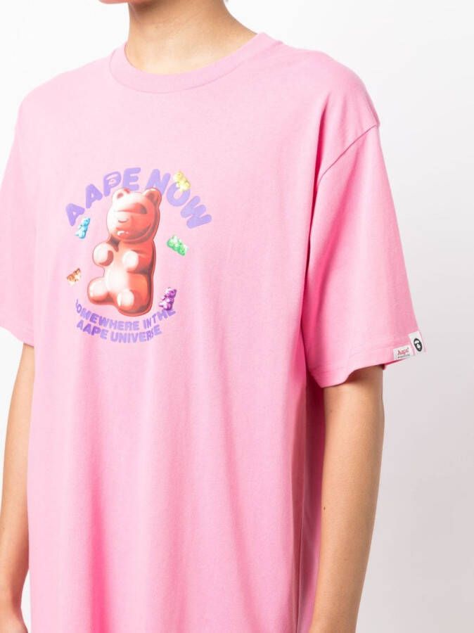 AAPE BY *A BATHING APE T-shirt met tekst Roze