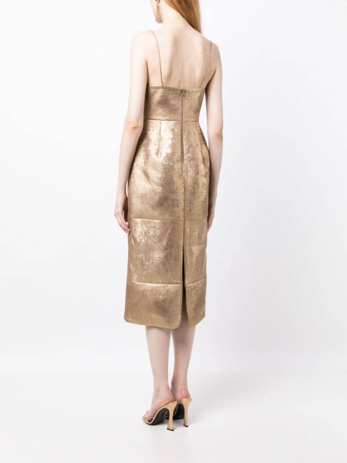 Acler Midi-jurk met metallic-effect Goud