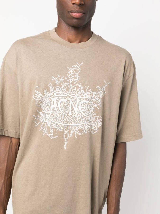 Acne Studios T-shirt met logoprint Beige