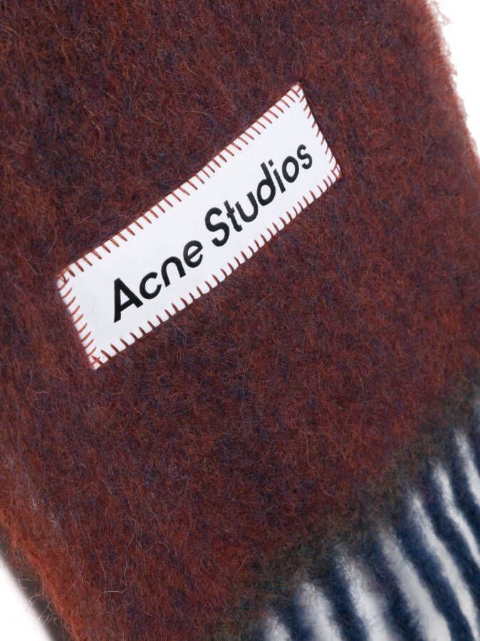 Acne Studios Sjaal met franjes en logopatch Blauw