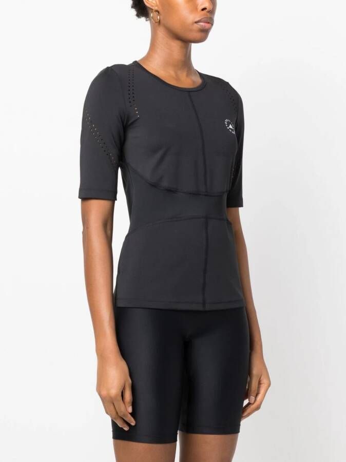 adidas by Stella McCartney T-shirt met logoprint Zwart