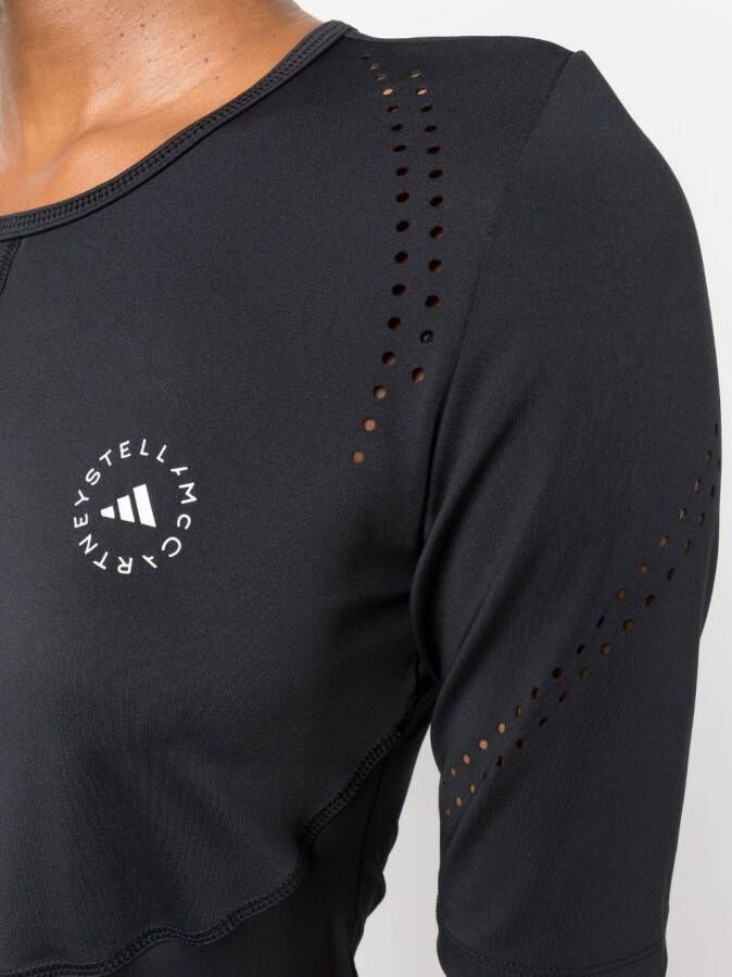 adidas by Stella McCartney T-shirt met logoprint Zwart