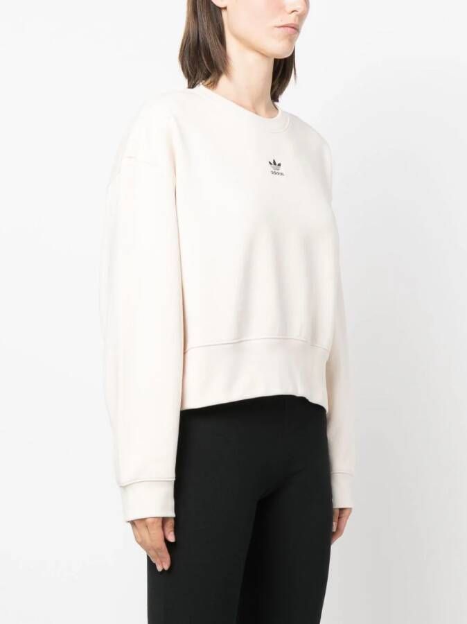 adidas logo-embroidered cotton sweatshirt Beige