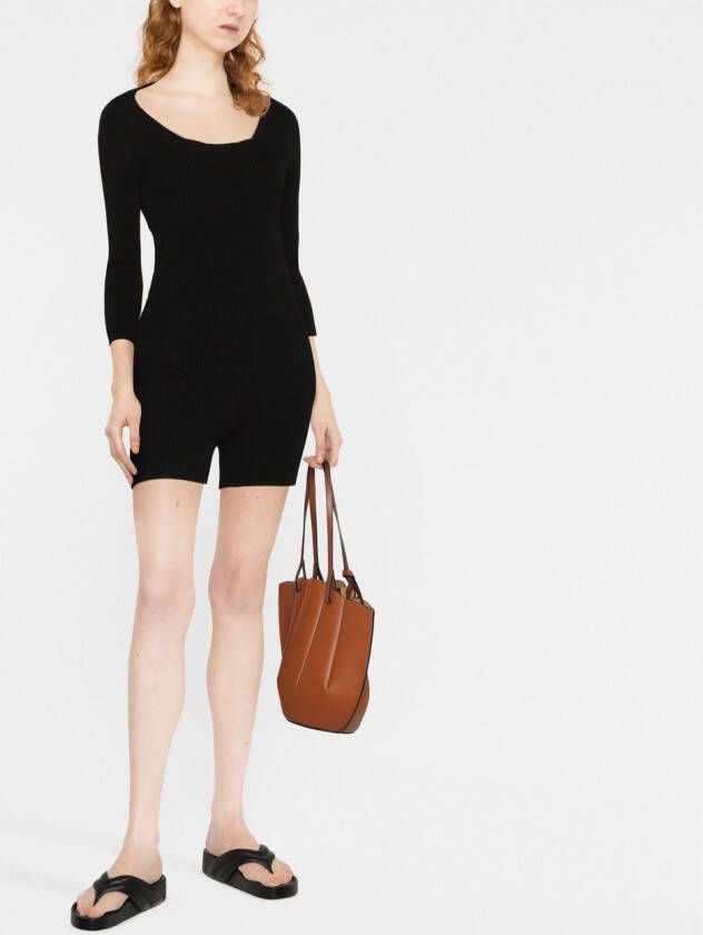 AERON Playsuit met diepe ronde hals Zwart