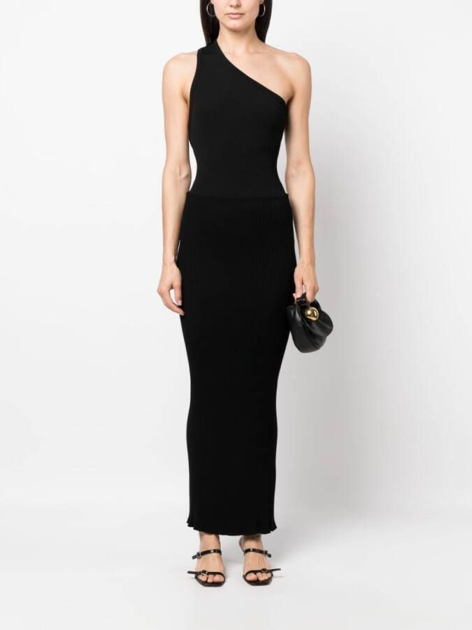 AERON Ribgebreide maxi-rok Zwart