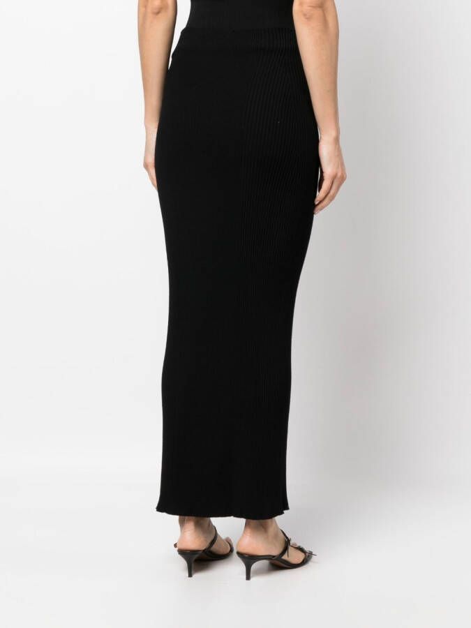 AERON Ribgebreide maxi-rok Zwart