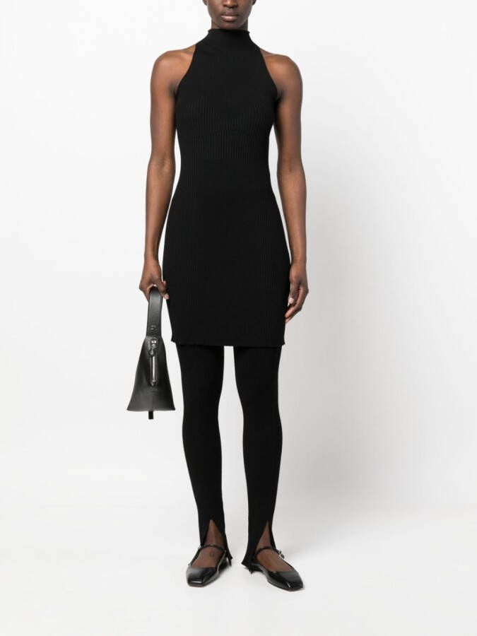 AERON Ribgebreide mini-jurk Zwart