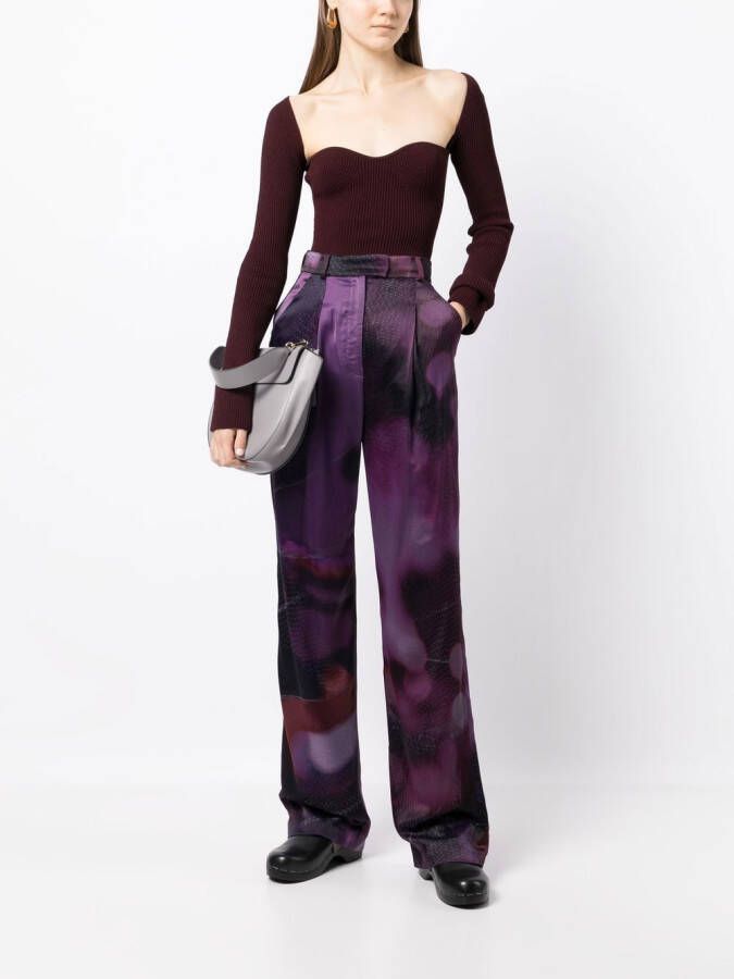 Agnona Broek met print Paars