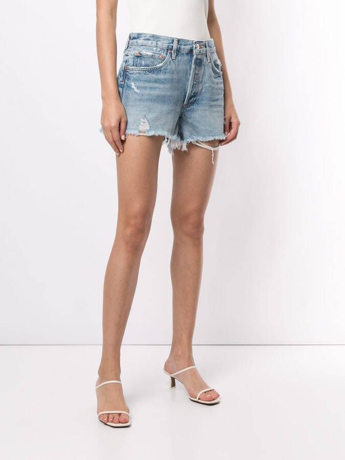 AGOLDE Gerafelde shorts Blauw
