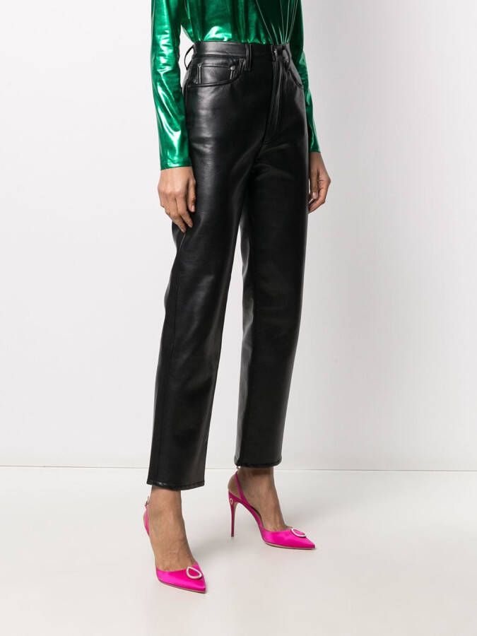 AGOLDE Leren broek Zwart