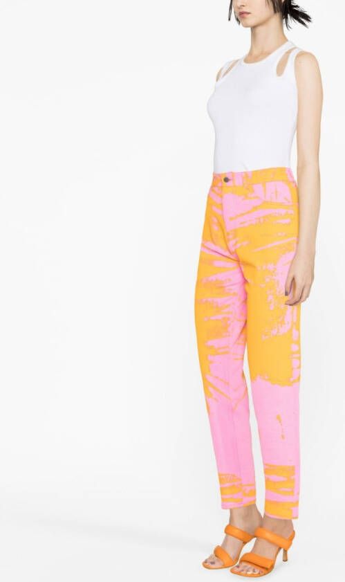 AGR Jeans met abstracte print Oranje