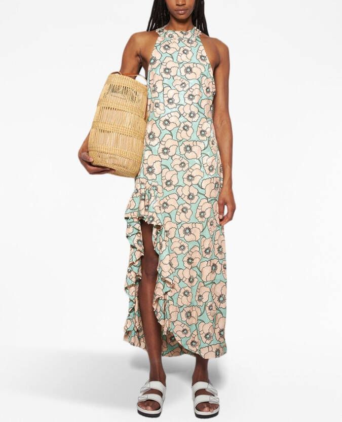 Agua By Agua Bendita Midi-jurk met bloemenprint Blauw