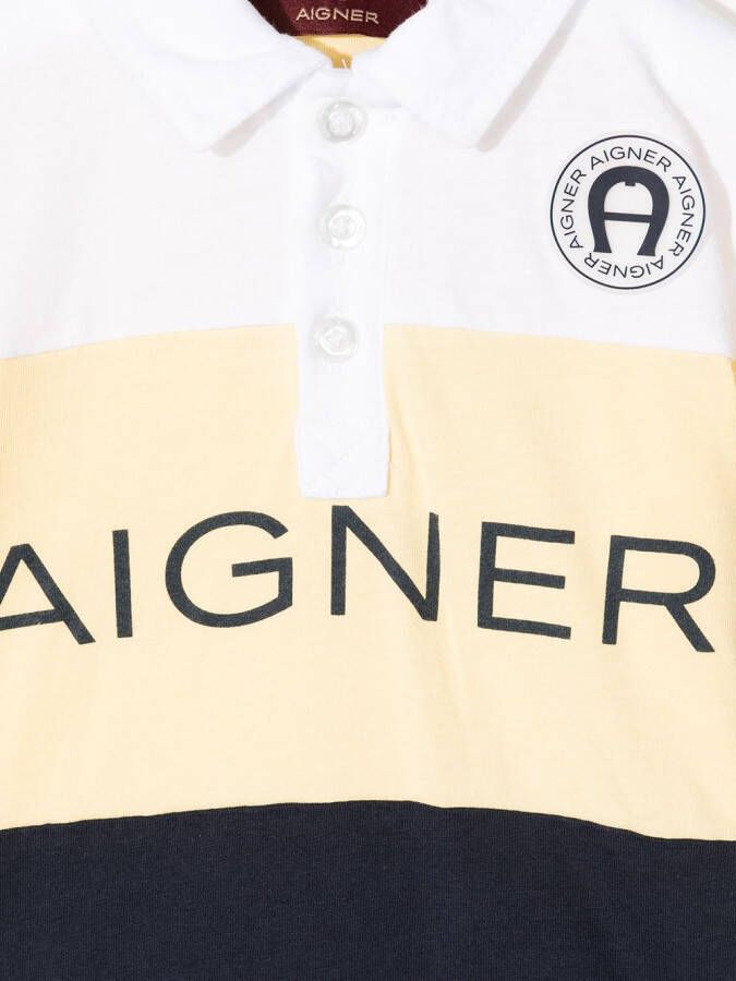 Aigner Kids Poloshirt met logoprint Geel