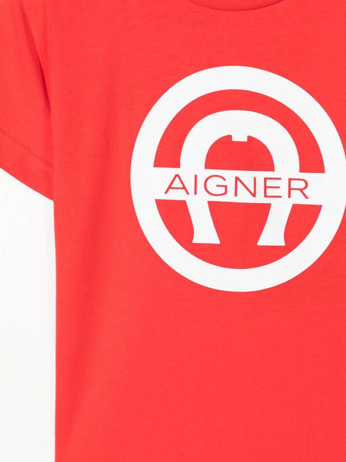 Aigner Kids T-shirt met logoprint Rood