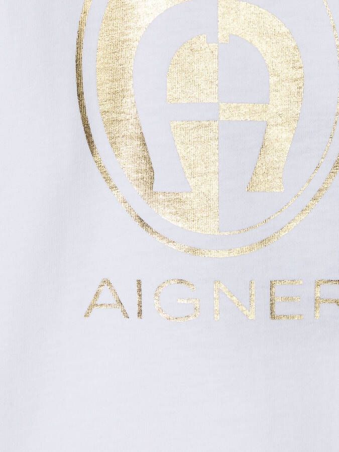 Aigner Kids T-shirt met logoprint Wit