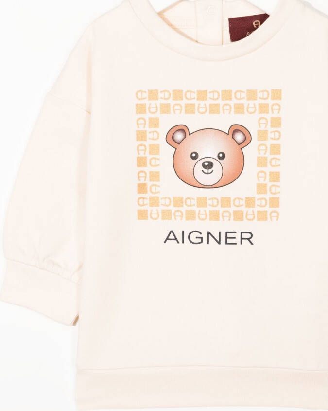Aigner Kids Trui met logoprint Beige