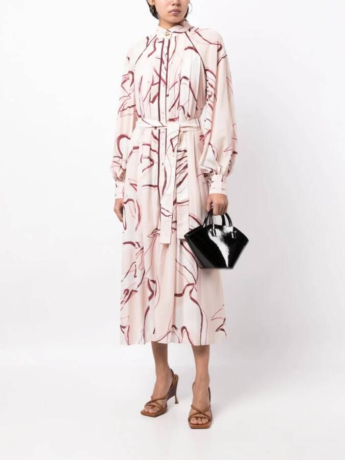 Aje Midi-jurk met abstracte print Roze