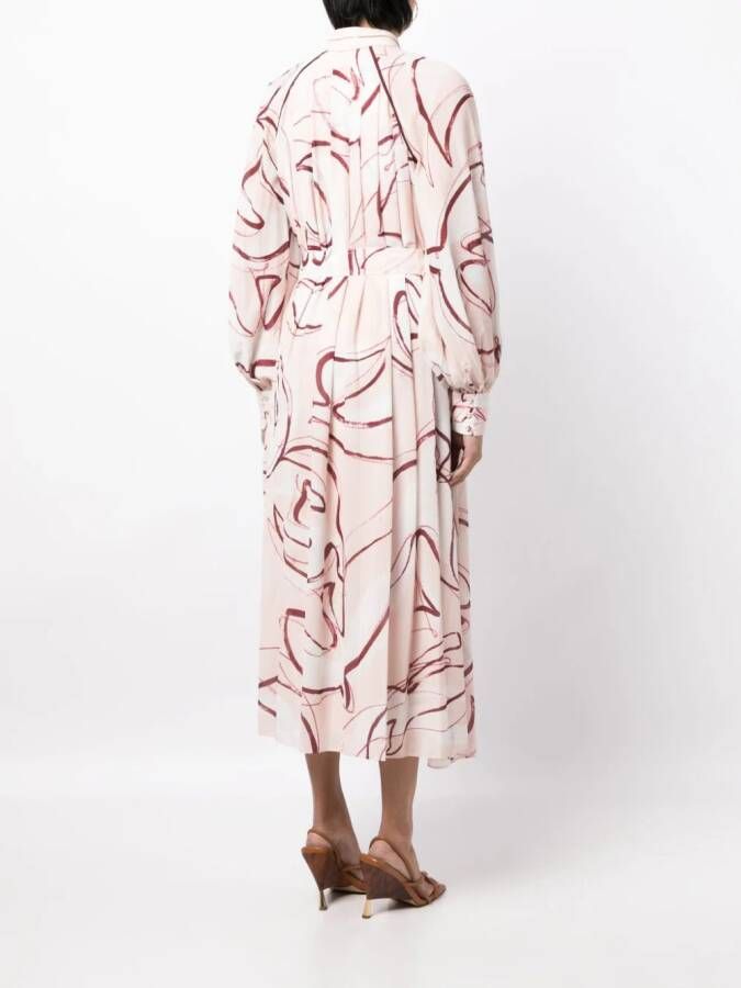 Aje Midi-jurk met abstracte print Roze