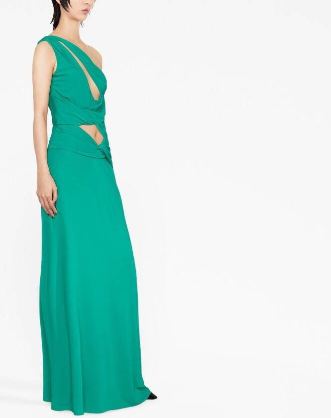 Alberta Ferretti Asymmetrische maxi-jurk Groen