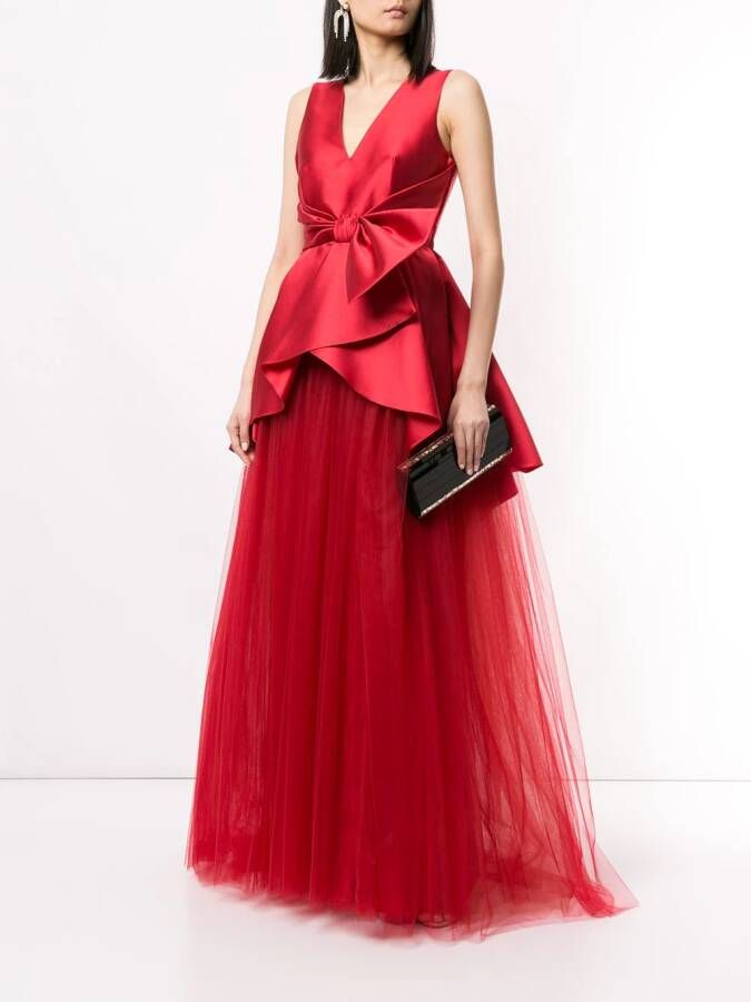 Alberta Ferretti Avondjurk van satijn en tule Rood
