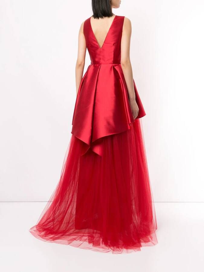 Alberta Ferretti Avondjurk van satijn en tule Rood