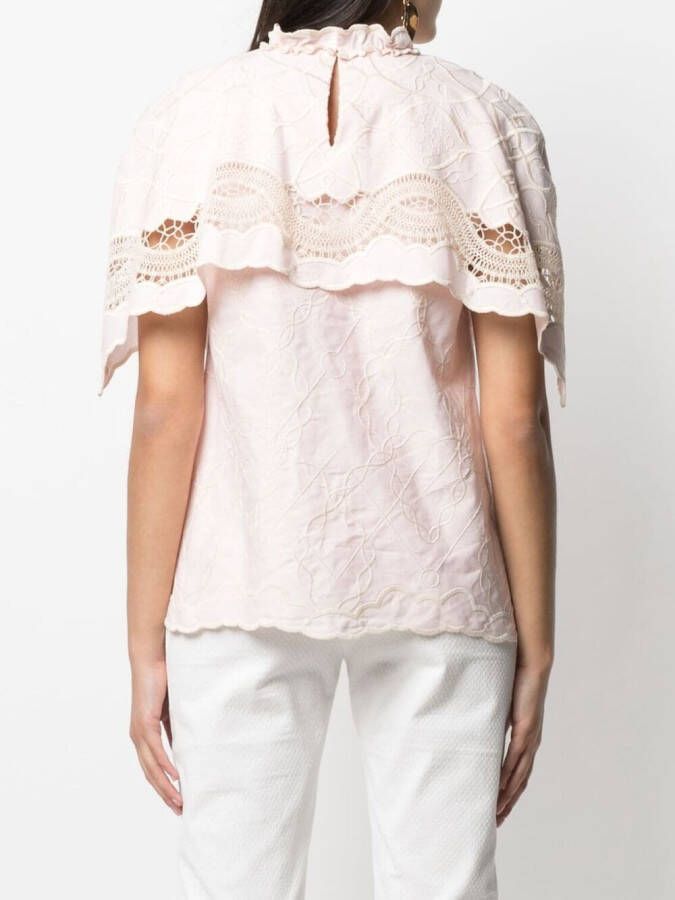 Alberta Ferretti Blouse met borduurwerk Roze