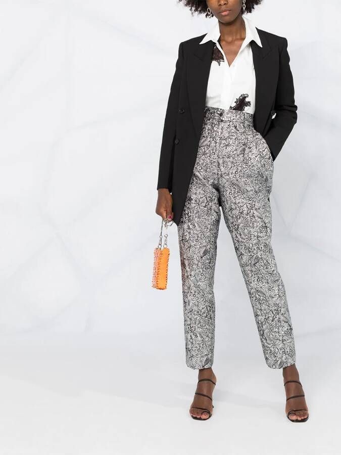 Alberta Ferretti Broek met bloemenprint Zilver