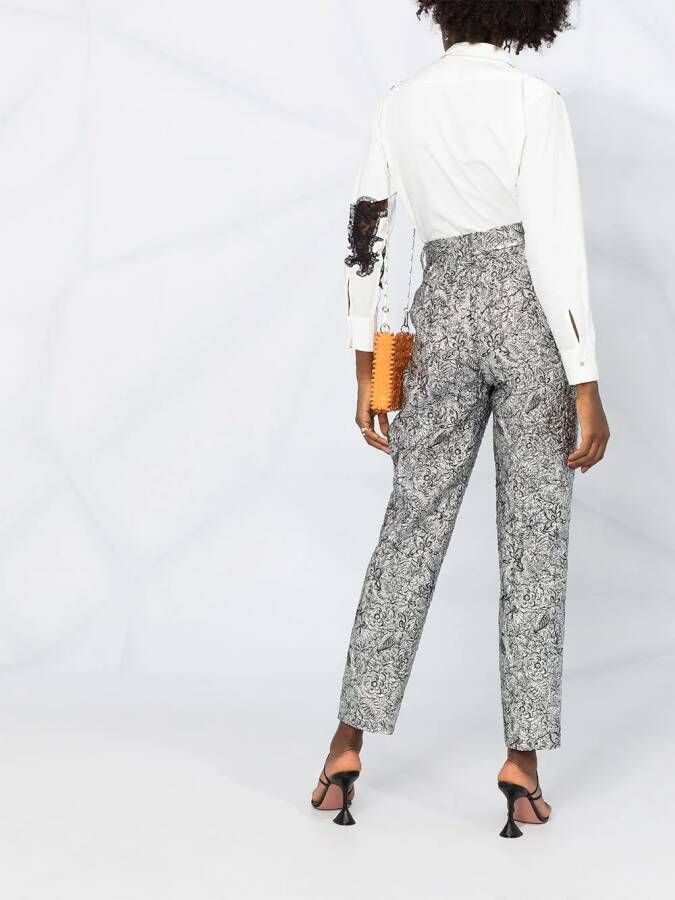 Alberta Ferretti Broek met bloemenprint Zilver