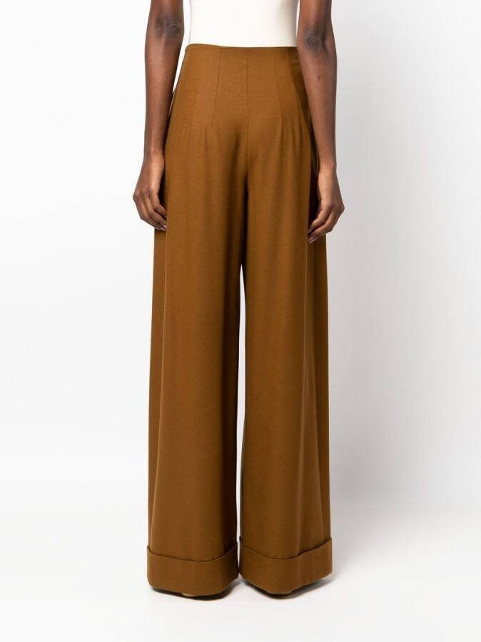 Alberta Ferretti Broek met wijde pijpen Bruin