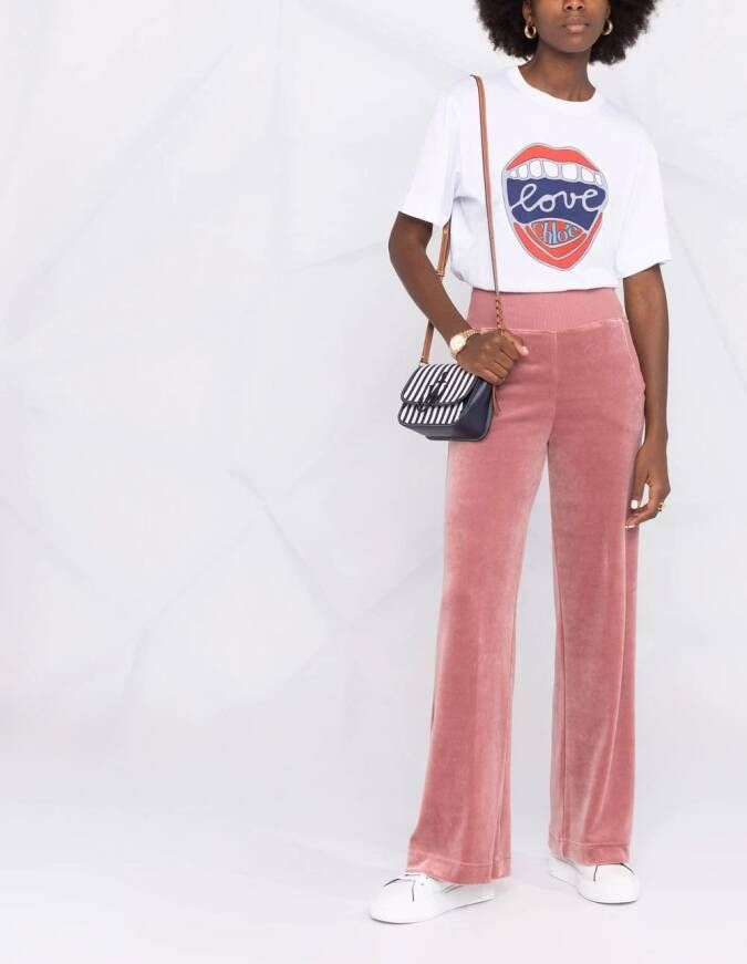 Alberta Ferretti Broek met wijde pijpen Roze