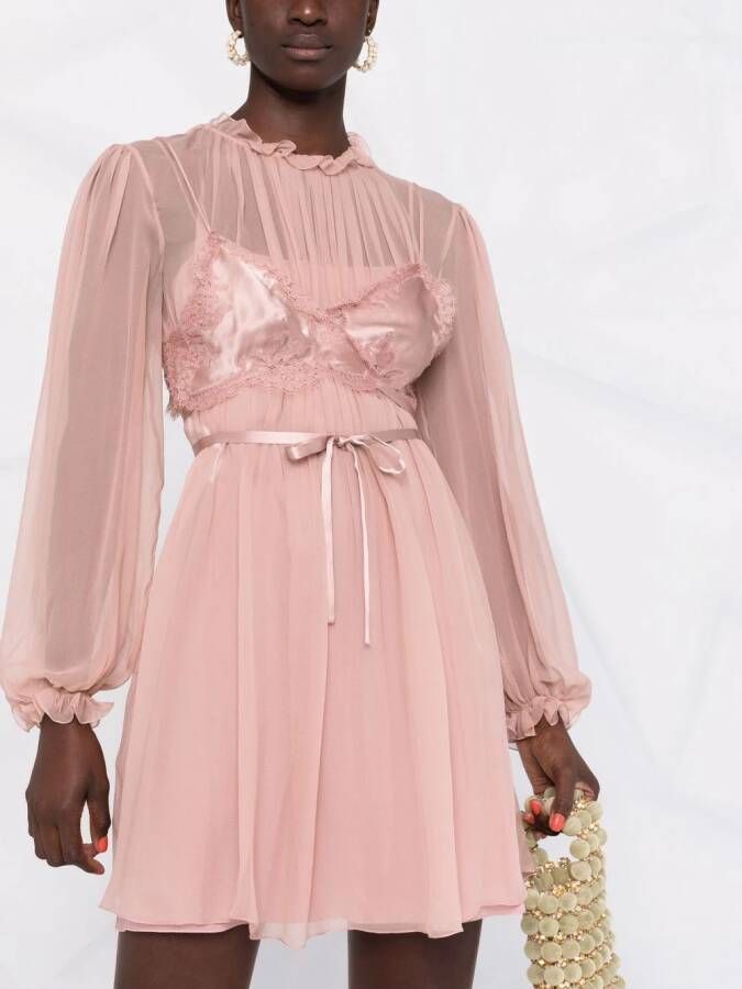 Alberta Ferretti Chiffon jurk Roze
