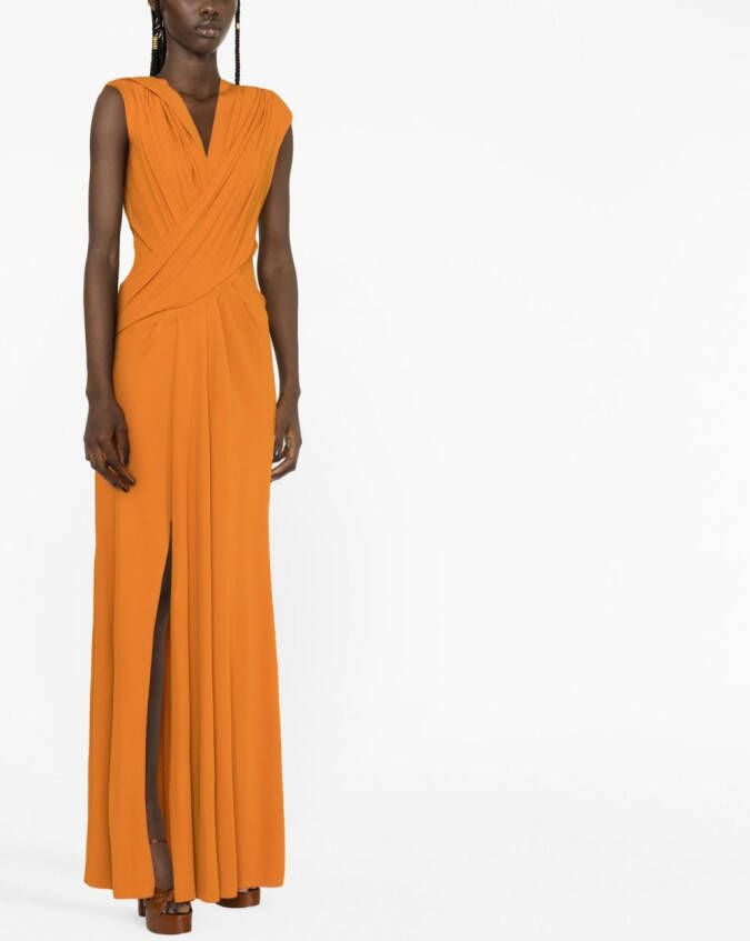 Alberta Ferretti Maxi-jurk met gedrapeerd detail Oranje